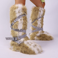 Bottes d'hiver Y2K sexy pour femme, style Baddie, à enfiler, en fausse fourrure longue et moelleuse, nouvelle collection 2024