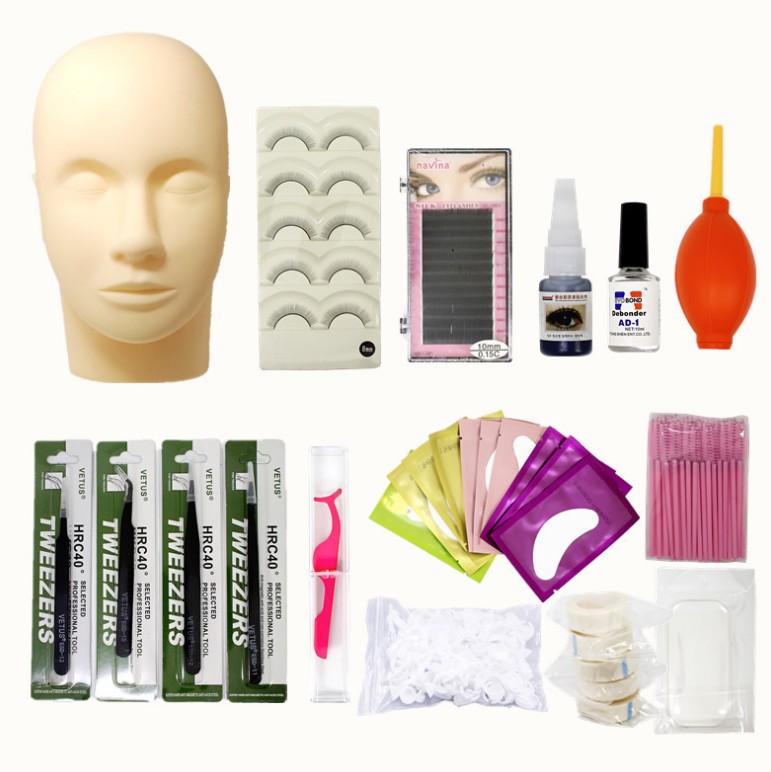 Заводская оптовая продажа, набор для практики упражнений по наращиванию ресниц из 16 предметов/набор инструментов для макияжа и наращивания ресниц