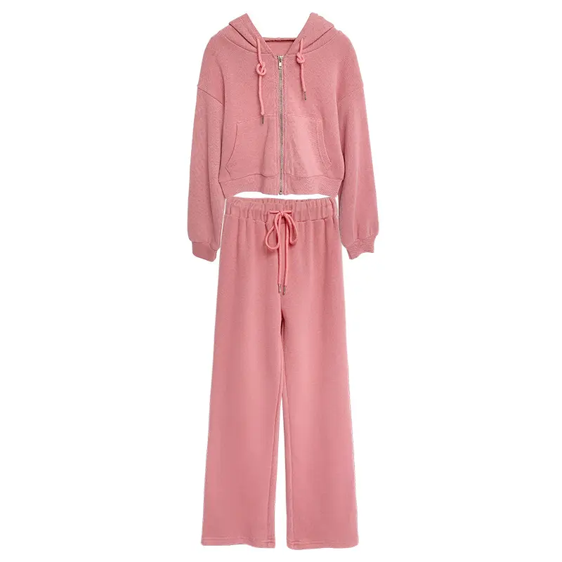 Spring hooded casual girls clothing sets for 12 years old breathable pink sportswear kids fashion track suit for kids girl