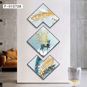 3 pcs en 1 art mural salon cristal porcelaine peinture maison décoration murale extérieure mosaïque arabe toile peintures et arts muraux - Product Image 5