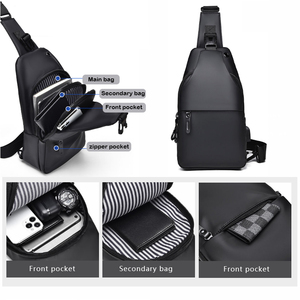 <span class=keywords><strong>Sac</strong></span> <span class=keywords><strong>Banane</strong></span> de Poitrine en Bandoulière pour Hommes, en Cuir PU, avec Logo Personnalisé, Intelligent et Décontracté, Idéal pour les Voyages - Product Image 3