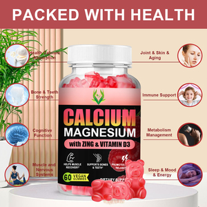 Gommes Ashwagandha Calcium Magnésium Zinc D3 à Absorption élevée pour la relaxation de l'humeur de soutien osseux et musculaire adulte - Product Image 4