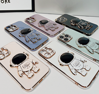 Dessin animé 3D astronaute coque de téléphone astronaute support de support pliant coque de téléphone pour iPhone 17 16 Pro Max 15 14 13 12 couverture d'astronaute