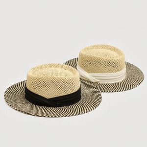 Wholesale Hot Sale Vintage Telescopes Crown Boater Wide Brim Sombreros Woven Paper Straw <b>Hat</b> <b>for</b> Women Men Beach Fashion Dress - Product Image 1