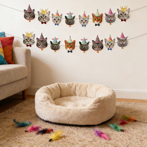 608411 Ghirlanda di Compleanno con Gattini Carini, Striscione con Teste di Gattini Adorabili per Feste a Tema Gatto, Vendita all'Ingrosso - Product Image 4