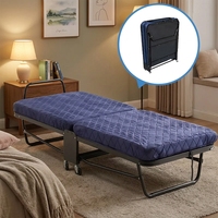 Cadre de lit simple pliable en métal bleu traditionnel personnalisé avec rangement pour salon, chambre, villa, hôtel, mobilier sur mesure