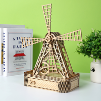 Kit de montage d'éolienne DIY en bois 3D avec engrenages et boîte de rangement – Vente en gros