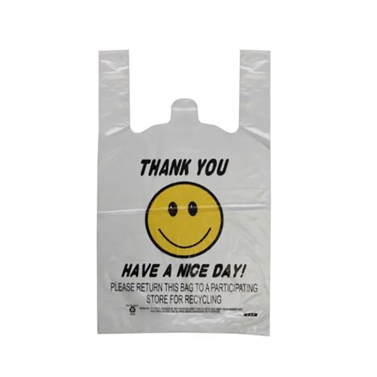 Rollo de bolsas de plástico para camiseta de supermercado, transparente, respetuoso con el medio ambiente