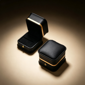 Luxury <b>Ring</b> Jewelry <b>Box</b>, Gold Trim Square <b>Ring</b> Storage Case, Soft Velvet Interior Jewelry <b>Box</b> for <b>Proposal</b> - Product Image 4
