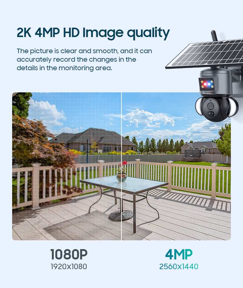 WiFi IP Network Solar Panel Security Camera HD 4MP 4G For Outdoor