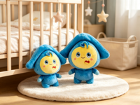 Peluche Personnage de Dessin Animé Mignonne Bleue à Capuche Douce pour Enfants, Cadeau d'Anniversaire, Décoration de Canapé à Domicile
