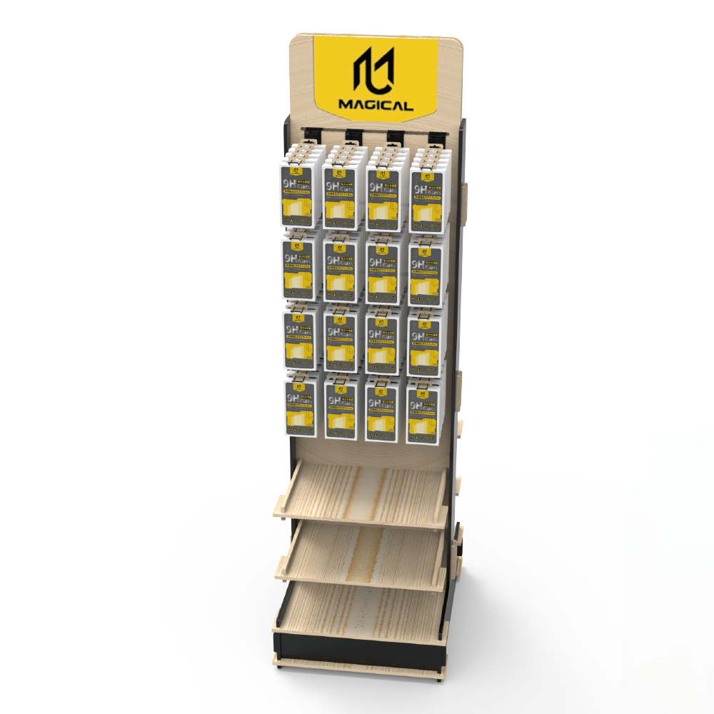Apache Custom Double-Sided Phone Case and Accessories Floor-Mounted Plywood Display Stand for Supermarket Stores — view 6