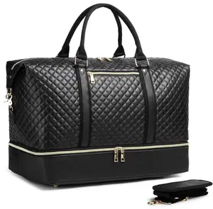 New Designer Luxury Weekender Overnight Bag With Shoe Pouch Large Carry On Travel Tote Duffel Bag For Men Women Black
