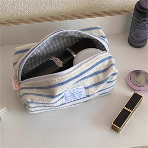 Bolsa de maquillaje de tela de rizo, bolsas de cosméticos de gran capacidad, neceser portátil de moda para mujeres, hombres, viajes, playa, al aire libre - Product Image 3