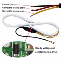 Bande LED flexible pour voiture 30cm 45cm 60CM, 12V, clignotant ambre, phares DRL, feux de jour à LED