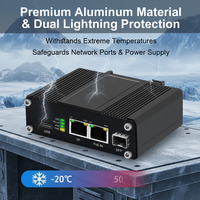 Switch PoE PD Industrial con Entrega de Energía USB C de 60W para Conectividad de Laptop y Tablet, Fibra SFP, 2 Puertos RJ45, Extensión de Red