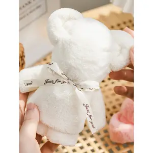 Cartoon Wedding Business Holiday Absorbent Face Hand Towel 35*75cm Coral Velvet Bear Shaped Gift Towel