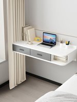 Home Floating Desk Student Writing Laptop Table Bedroom Bedside Vanity Wall-Mounted Dressing Table Wood PVC Surface Rounded