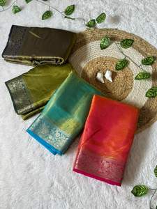 RICH EYEWEAR Gamme de couleurs fraîches, tissus en soie organza doux et brillants, bordure en zari tissée, pallu en zari riche, pour fêtes traditionnelles - Product Image 6