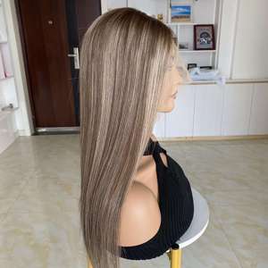 Peluca <span class=keywords><strong>de</strong></span> <span class=keywords><strong>Cabello</strong></span> Humano Virgen con Encaje Frontal, Color Castaño Ceniza con Reflejos, Sin Pegamento, Venta Directa <span class=keywords><strong>de</strong></span> Fábrica al Por Mayor para Mujeres - Product Image 4