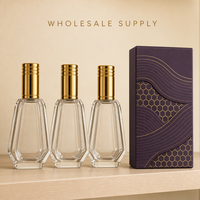 Botol Parfum Kaca Kosong 50ml Botol Kaca Potongan Facet dengan Tutup Emas Kemasan Parfum Mewah Grosir
