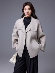 Nuovo Cappotto in Lana di <span class=keywords><strong>Yak</strong></span> con Collo Alto Elegante e Slim, Doppio Petto con Ampio Risvolto in Pizzo Vintage - Product Image 5