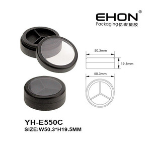 Round ABS <b>Plastic</b> Cosmetic Eyeshadow Palette with 2/3 Colors Empty <b>Containers</b> for Makeup Packaging Custom Logo Available - Product Image 2