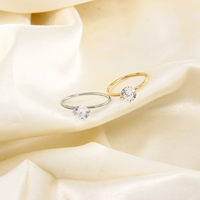 Gioielli in Acciaio Inossidabile 304 all'Ingrosso, Anello con Zircone a Due Punte, per Fidanzamento, Matrimonio Cristiano, Regalo di Moda per Signore