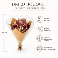 Bouquet de fleurs séchées naturelles, arrangement floral préservé fait à la main pour la décoration de la maison, décoration de mariage, cadeau, vente en gros