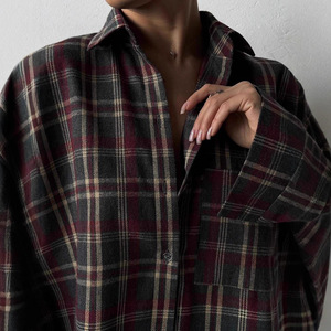 <span class=keywords><strong>Camisa</strong></span> a <span class=keywords><strong>cuadros</strong></span> <span class=keywords><strong>de</strong></span> manga larga para <span class=keywords><strong>mujer</strong></span>, estilo vintage, <span class=keywords><strong>de</strong></span> punto, holgada, lavable, informal, sencilla, para otoño - Product Image 4