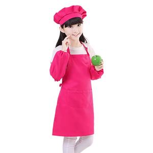Ensemble <span class=keywords><strong>tablier</strong></span> et toque de chef pour enfants, tabliers ajustables en polyester pour garçons et filles avec 2 poches pour la cuisine, petite taille - Product Image 1