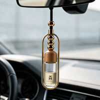 Flacon diffuseur de parfum vide en verre pour voiture 5ml/7ml/10ml, sérigraphié, à suspendre, pour huiles essentielles, avec boîte et bouchon en bois