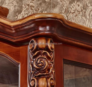 Muebles de sala de estar de estilo europeo, gabinete de vino, escaparate antiguo, gabinete de almacenamiento de madera maciza, gabinetes de madera de vidrio - Product Image 5