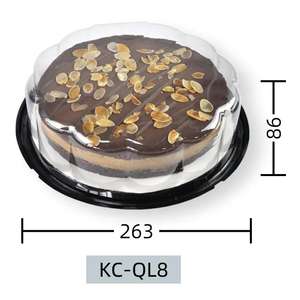 Conteneur en plastique PET jetable transparent/noir <span class=keywords><strong>WellPack</strong></span> 5/6/7/8 pouces de qualité alimentaire avec poignée imprimée UV pour gâteau, pain, pizza - Product Image 1