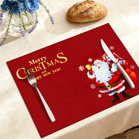 Nouveau style de chemin de table de Noël pour cuisine et salle à manger, nappe créative imprimée en polyester, motifs bonhommes de neige et Père Noël, ambiance festive américaine pour la maison