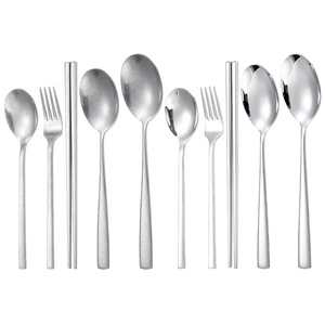 Juego de Cubiertos de Acero Inoxidable 304 Pei Jiale, Cuchara, Tenedor y Palillos con Mango Cuadrado y Grueso, Utensilios de Servicio para el Hogar y Hoteles - Product Image 5
