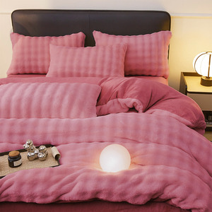 AOYATEX Housse de couette en polaire de lapin chaude pour l'hiver, <span class=keywords><strong>drap</strong></span> en polaire à flocons de neige, ensemble 3 pièces - Product Image 3