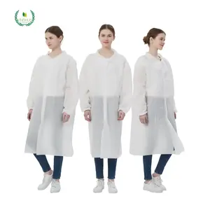 中国供应商白色学校实验室外套白色一次性工作服办公室一次性礼服原装库存
