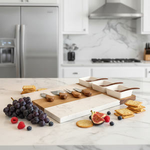 Ensemble <span class=keywords><strong>de</strong></span> plateaux à gâteau rectangulaires en bois d'acacia écologique, plateau à <span class=keywords><strong>fromage</strong></span>, plateau <span class=keywords><strong>de</strong></span> service avec accessoires, épaisseur <span class=keywords><strong>de</strong></span> 1,3 cm, origine CN/FUJ - Product Image 3