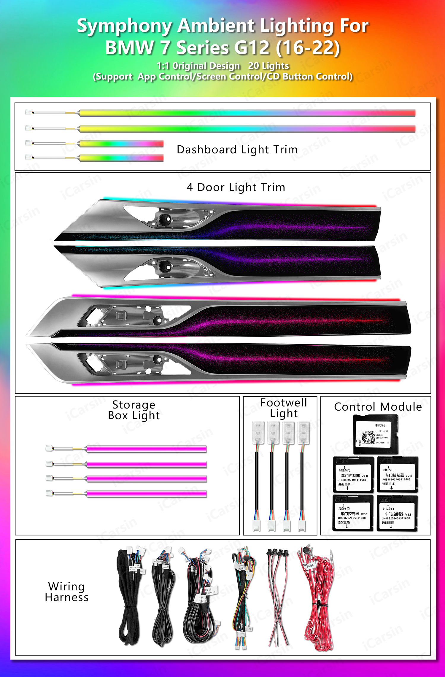 BMW 7 Series G12 Interior Ambient Lighting | 256 Color Symphony LED Upgrade Kit
