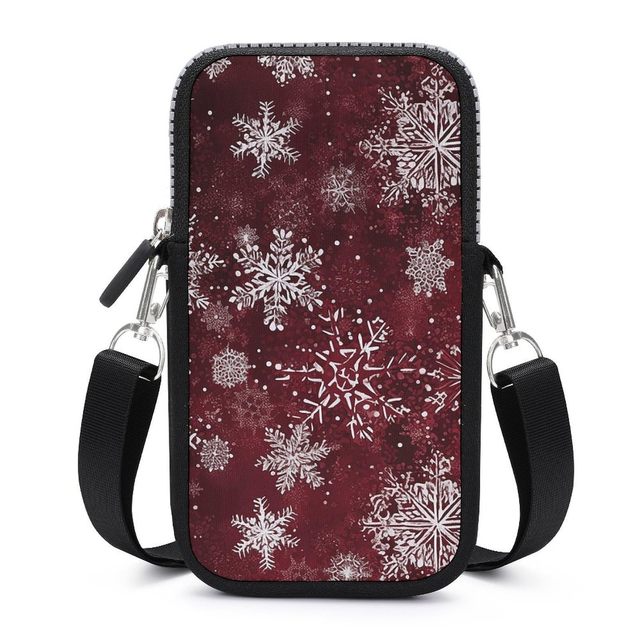 SMETA Factory Custom Mini Neoprene Snowflake Phone Bag Crossbody Cell Phone Sleeve Pouch Purse Christmas Gift