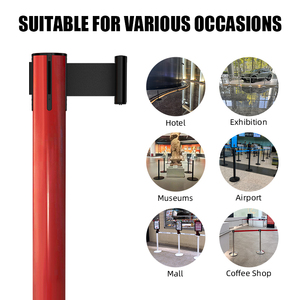 KAIYOMI Poteaux de délimitation et barrières de contrôle des foules pour événements, hôtels, <span class=keywords><strong>a</strong></span>éroports et expositions, avec système de filetage rouge pour piétons - Product Image 5
