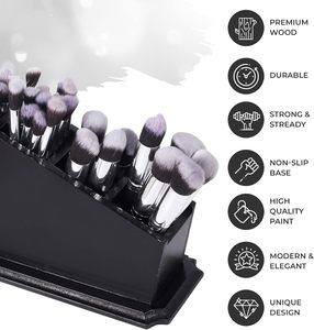 Soporte para <span class=keywords><strong>Brochas</strong></span> de Maquillaje con Forma de Ataúd, Organizador de Maquillaje de Madera Gótica, Decoración Espeluznante de Halloween para Baño/Sala de Estar/Dormitorio, Estilo Brujero - Product Image 2