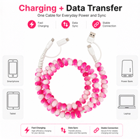 Câble de charge multi-prise USB Type C FASHLINK en gros, 4-en-1, avec perles dégradées, couleurs personnalisées