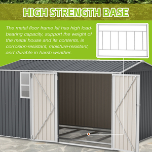 Caseta de <span class=keywords><strong>Almacenamiento</strong></span> <span class=keywords><strong>Exterior</strong></span> Moderna y Ecológica de 8x12 Pies, Estructura de Acero Resistente con Puertas Abatibles y Ventilaciones para Jardín o Patio - Product Image 3