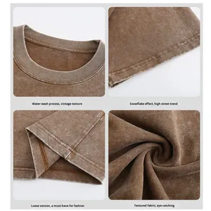 Kaos Vintage 230g Katun Combed yang Dicuci, Bernapas, Anti Kusut, Menyerap Keringat, Model Drop Shoulder Lengan Pendek - Product Image 5