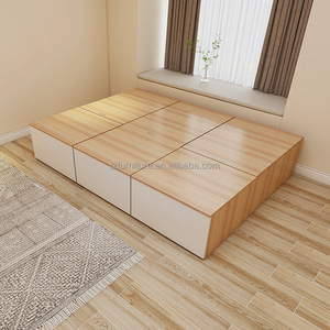 Low Price Compact Modular Storage Bed with Wooden Wardrobe Customizable <b>Small</b> Space Bedroom Furniture Sets For Studio Apartment - Product Image 2