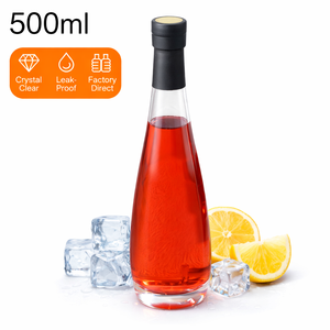 Bouteille de liqueur en verre transparent givré de 330 ml et 500 ml avec bouchon à vis en aluminium ou bouchon en polymère, emballage de bouteilles pour spiritueux et vin, OEM - Product Image 4