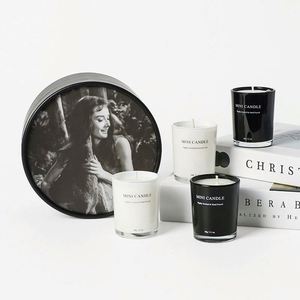 Vela Aromática con Aroma a Películas Clásicas, Estilo Creativo, para Cumpleaños, Dormitorio, Cera de Soya, Cristal, Estampado Animal, Sin Humo, Juego de Cuatro, Caja de Regalo - Product Image 1