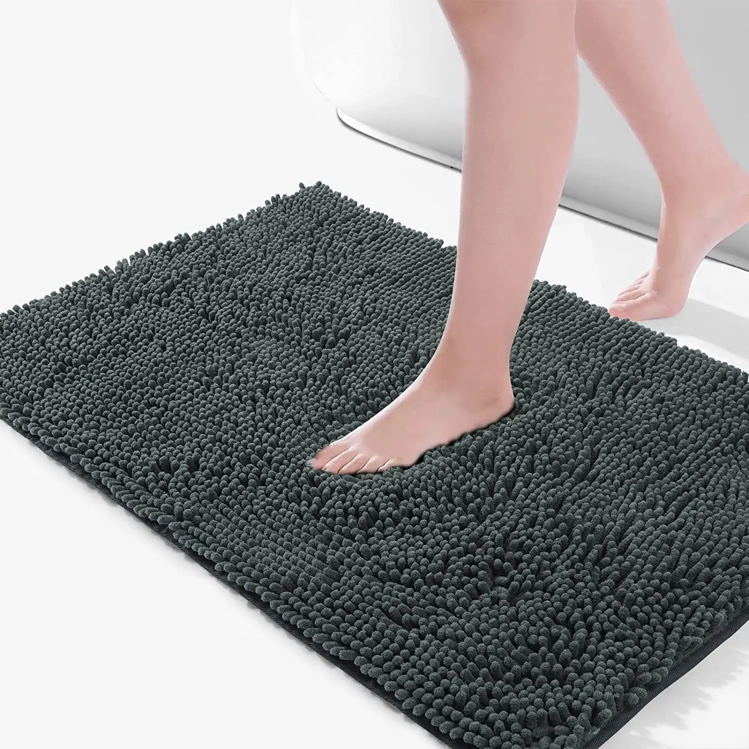popular RTS shaggy water absorbent washable chenille non slip bath mat